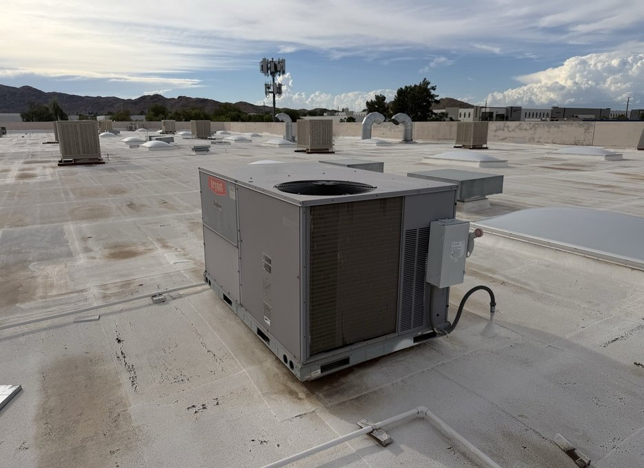 Packaged rooftop unit on an East Valley commercial roof